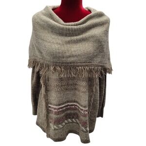 Knox Rose Variegated‎ Fringe Shawl Collar Long sleeve Sweater Tunic J459
Size Sm